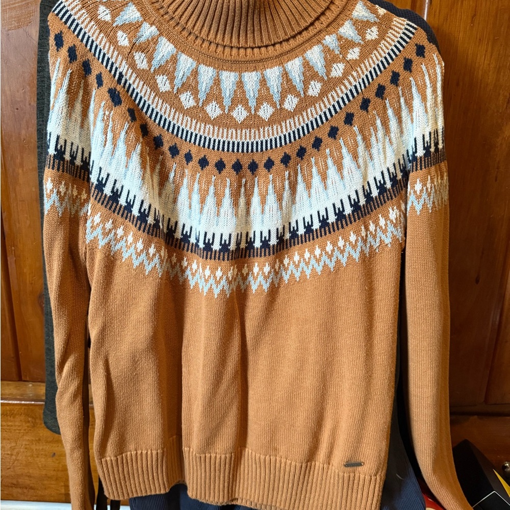 Brown and White Patterned Sweater